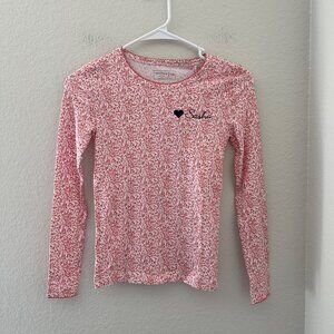 Minnow Girls Pj Set Long Sleeve Pima Cotton Blend Pomegranate Floral Print 11/12